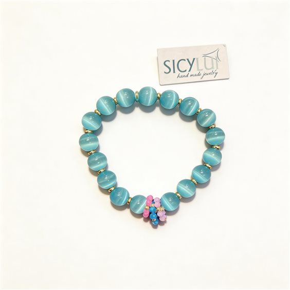 Bracciale Sicylui Donna in Pietre dure 1480BR34-AGATA CELESTE - 1480BR34-AGATA CELESTE